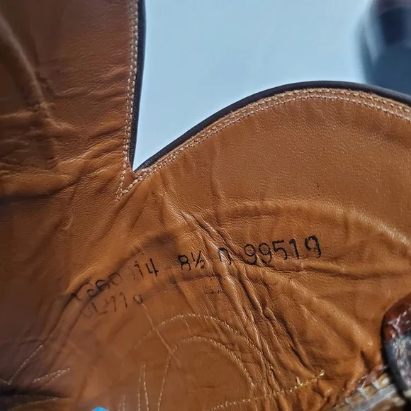 LUCCHESE Brown Leather BART Embroidered Western Cowboy Boots Mens 8.5 D - Picture 4 of 8